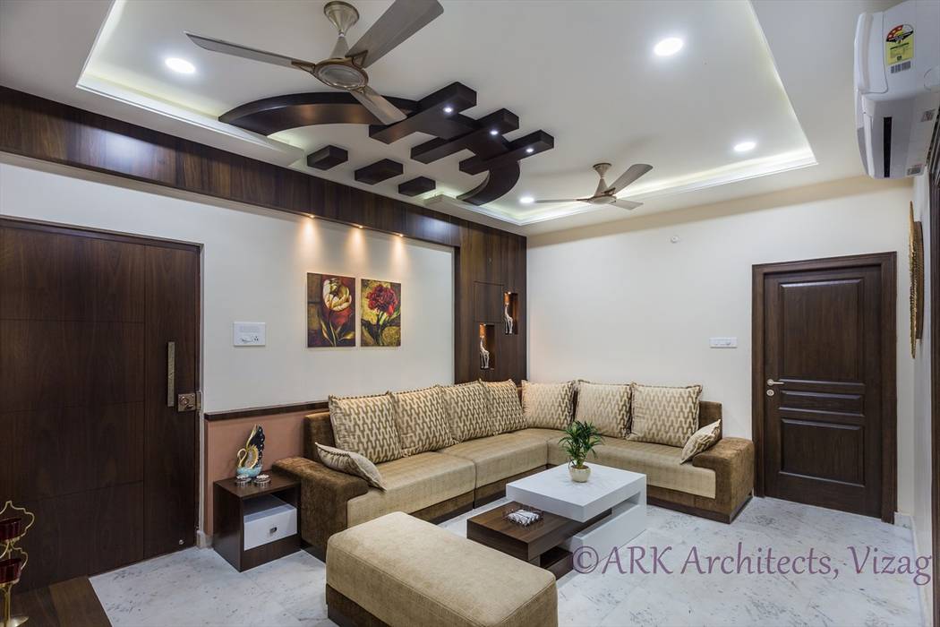 Small Flat, Cosy Interiors, ARK Architects & Interior Designers ARK Architects & Interior Designers Modern living room architects in vizag