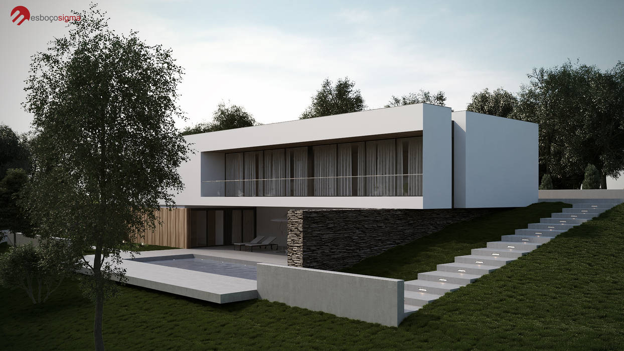 Moradia unifamiliar - Tipologia T4, Esboçosigma, Lda Esboçosigma, Lda Minimalist house