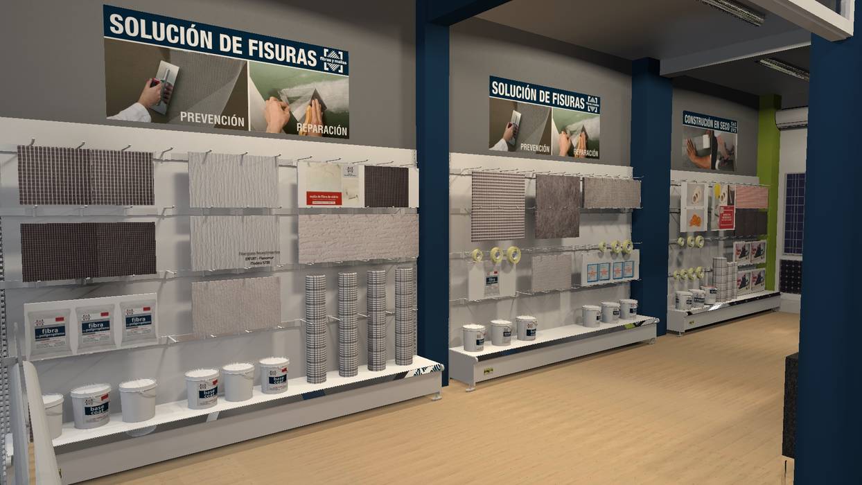 Showroom para la empresa Fibras y Mallas, Diseño de Locales Diseño de Locales Espacios comerciales Oficinas y Tiendas