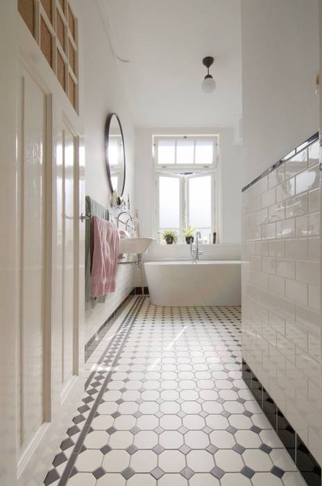 Renovatie woning Admiraal de Ruijterweg, studiopops studiopops Modern Bathroom Tiles