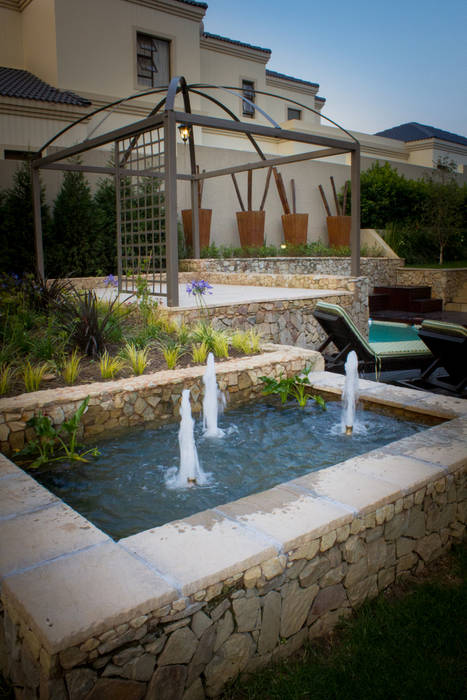 Rogers - Pool area The Friendly Plant (Pty) Ltd Country style garden water feature,patio,gazebo,pergola,garden,deck