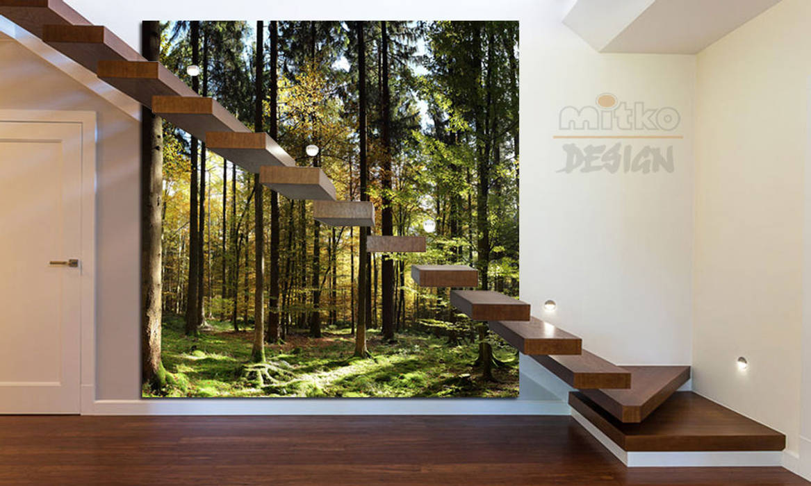 Xxl Glasbild Im Treppenhaus Moderner Flur Diele Treppenhaus Von Mitko Glas Design Modern Glas Homify
