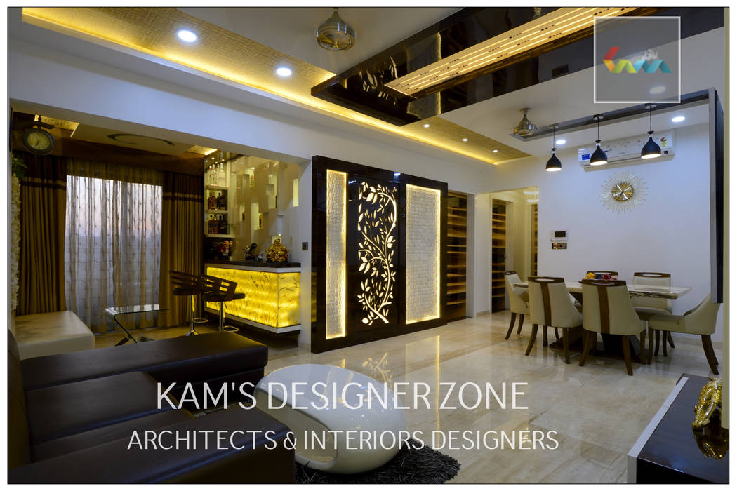 Home interior Design for Manish Thakkar, KAMS DESIGNER ZONE KAMS DESIGNER ZONE Tường & sàn phong cách hiện đại