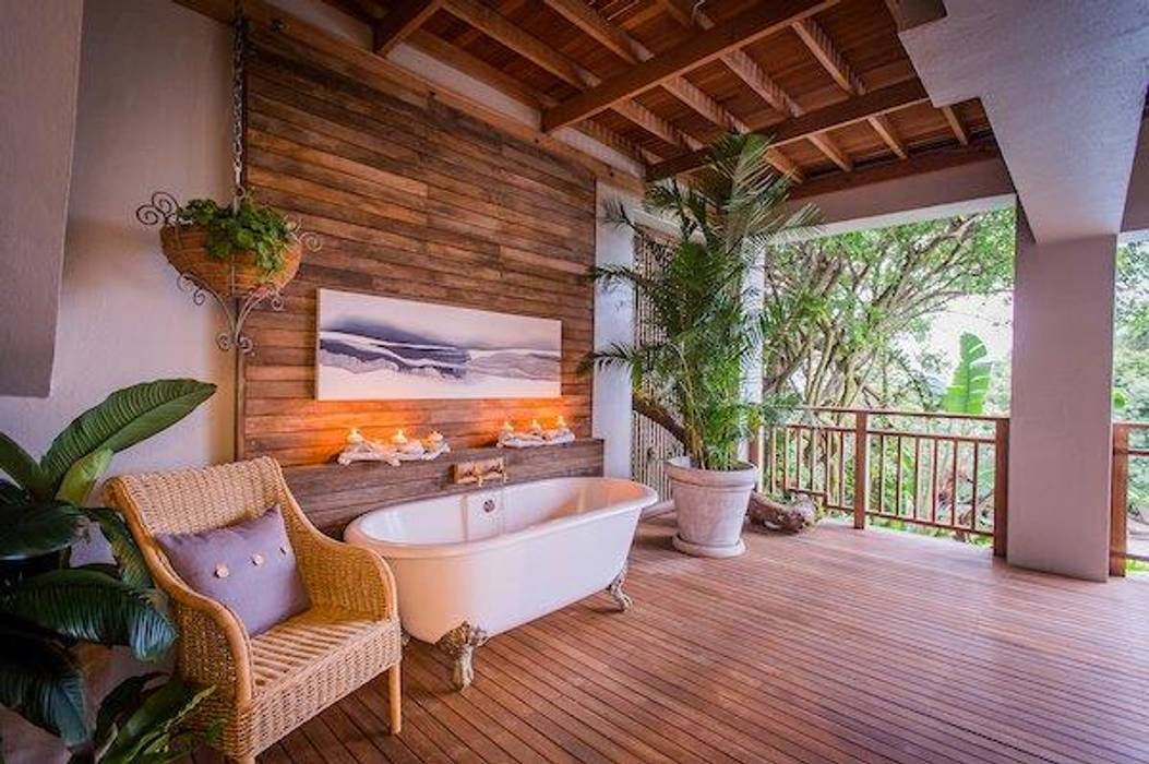 Outdoor bathroom JSD Interiors Eclectic style bathroom Wood Wood effect