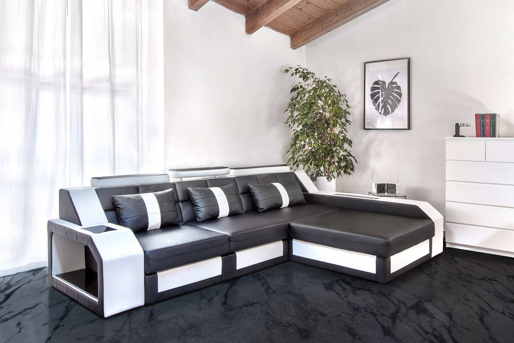 Antares, DIVANOVA DIVANOVA Modern living room Fake Leather Metallic/Silver Sofas & armchairs