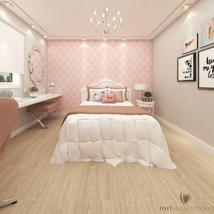 Projeto - Dormitório de Princesa Adolescente em tons de Rosa, iost Arquitetura e Interiores iost Arquitetura e Interiores Girls Bedroom MDF