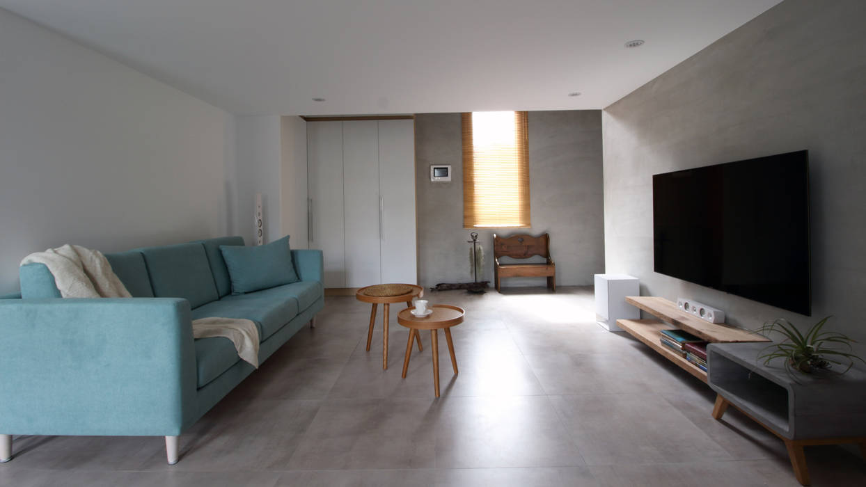 02 樂沐室內設計有限公司 Scandinavian style living room Reinforced concrete