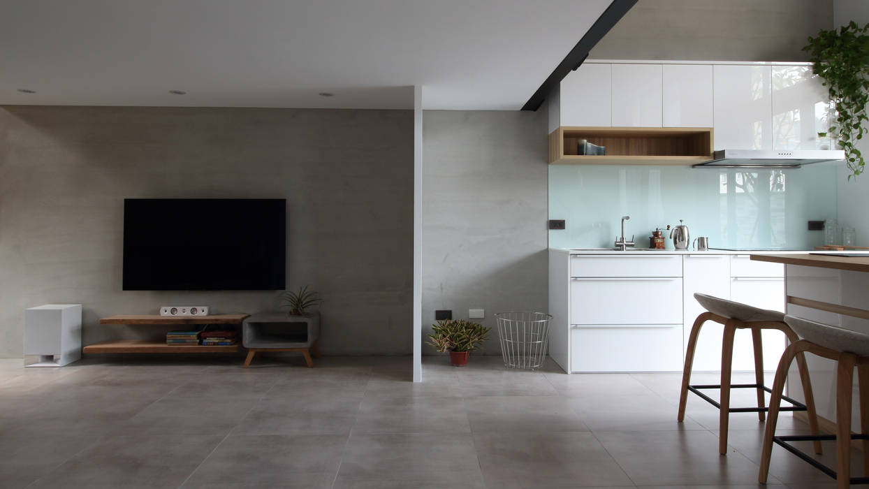 07 樂沐室內設計有限公司 Scandinavian style living room Reinforced concrete