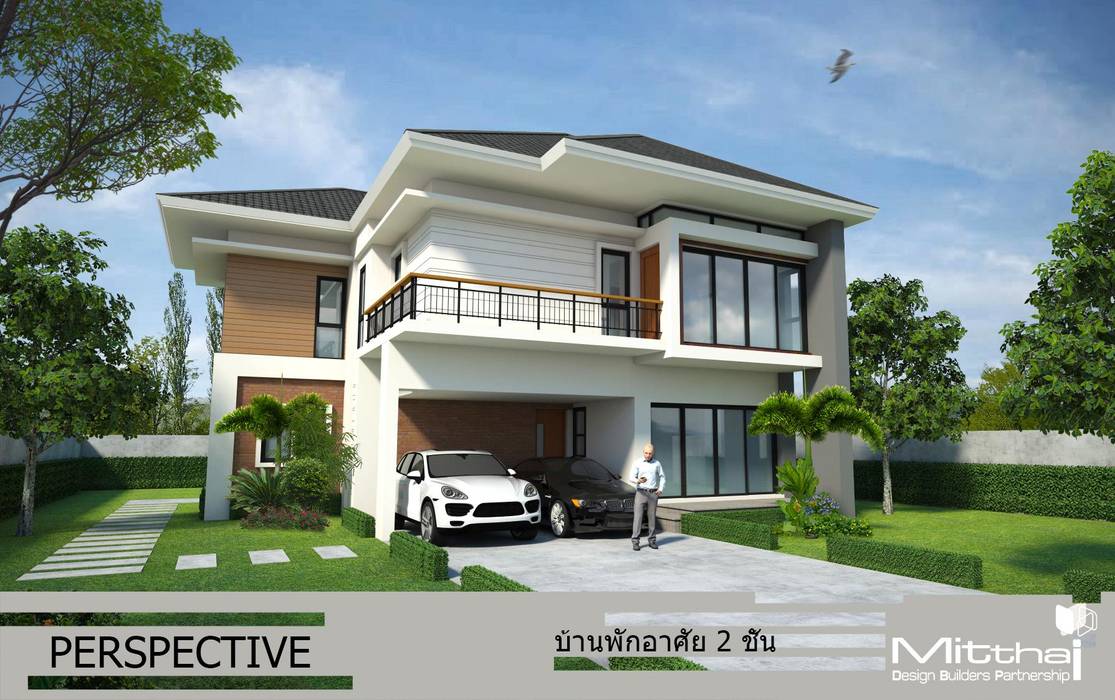 GN04:: บ้านสองชั้น สไตล์ทรอปปิคอลโมเดิร์น แบบบ้านท่าบ่อ หนองคาย , penmitrdesignbuilder penmitrdesignbuilder