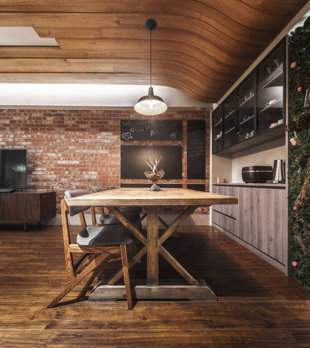 10 樂沐室內設計有限公司 Industrial style dining room Solid Wood Multicolored
