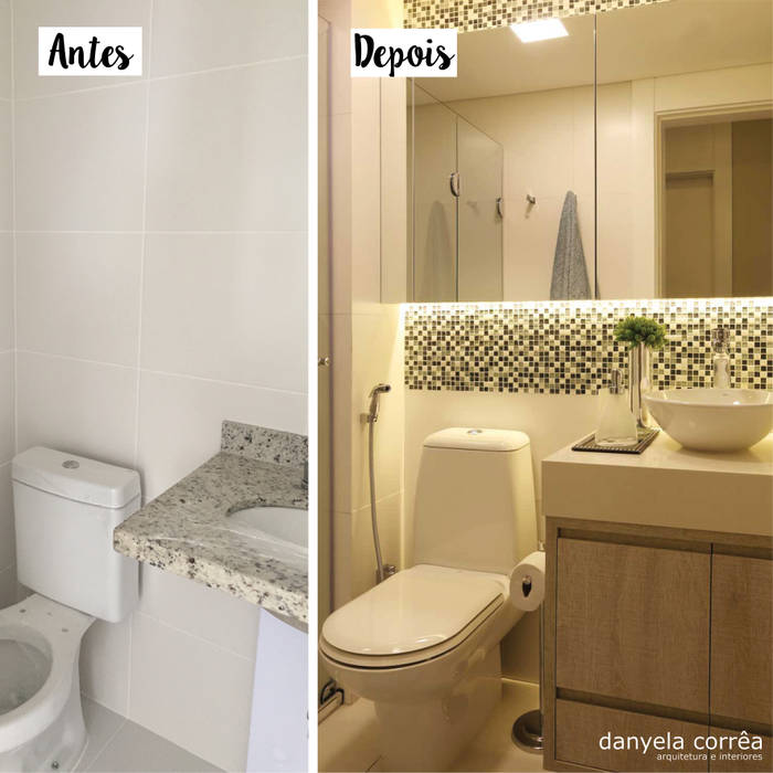 Antes e Depois, Danyela Corrêa Arquitetura Danyela Corrêa Arquitetura ห้องน้ำ