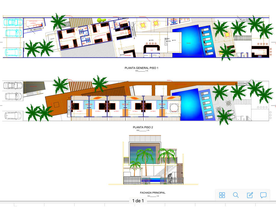 Planos piso 1 y 2: de estilo tropical por Alta Gama Arquitectos , Tropical