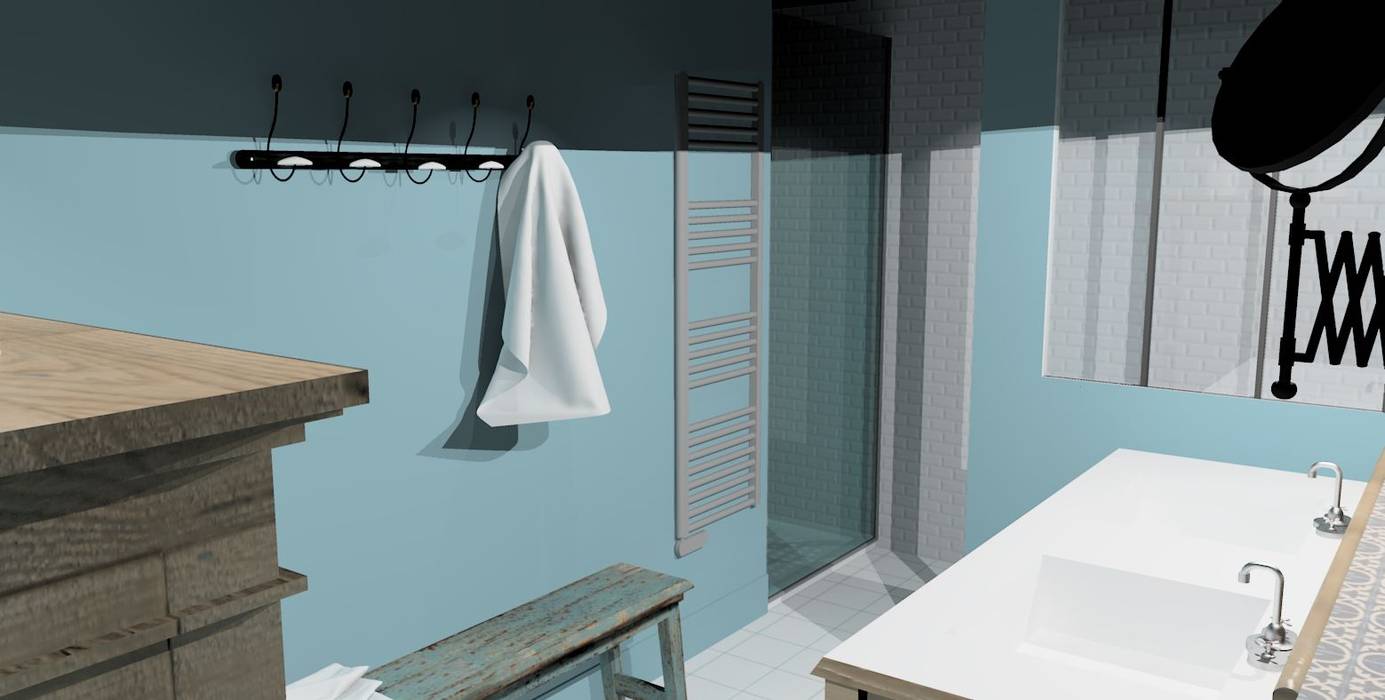 'Retro Bathroom', Premières Perspectives Premières Perspectives Baños de estilo rústico