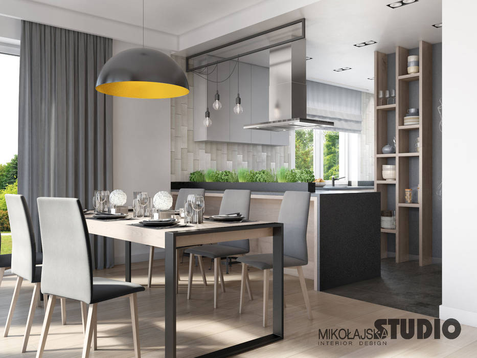 WSPÓŁCZESNA WILLA NA POŁUDNIU KRAKOWA, MIKOŁAJSKAstudio MIKOŁAJSKAstudio Comedores de estilo moderno