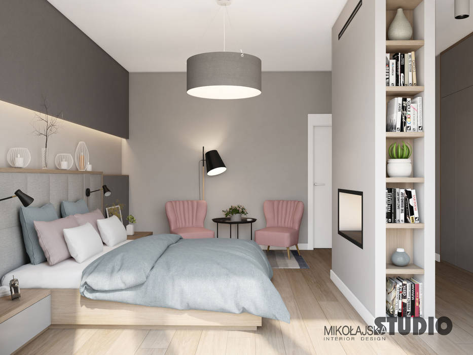 WSPÓŁCZESNA WILLA NA POŁUDNIU KRAKOWA, MIKOŁAJSKAstudio MIKOŁAJSKAstudio Kamar Tidur Modern