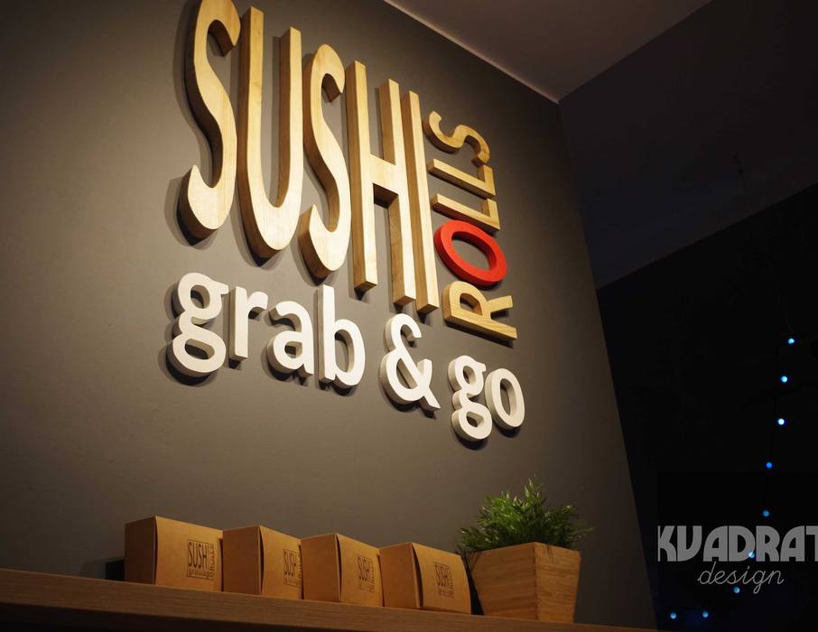 projekt logo dla Sushi Rolls Grab&Go Kraków Kvadrat Design Powierzchnie handlowe bar,restauracja,sushi,Bary i kluby