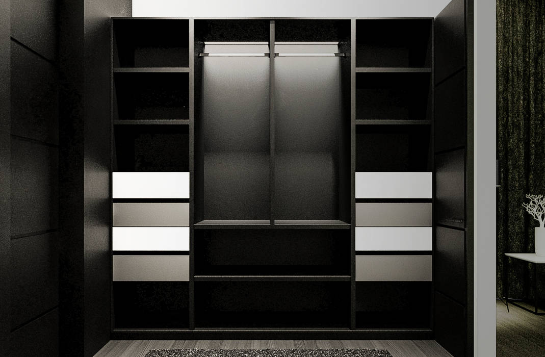 Casa Moderna BLACK&WHITE, Prototyper Studio Prototyper Studio Modern Dressing Room