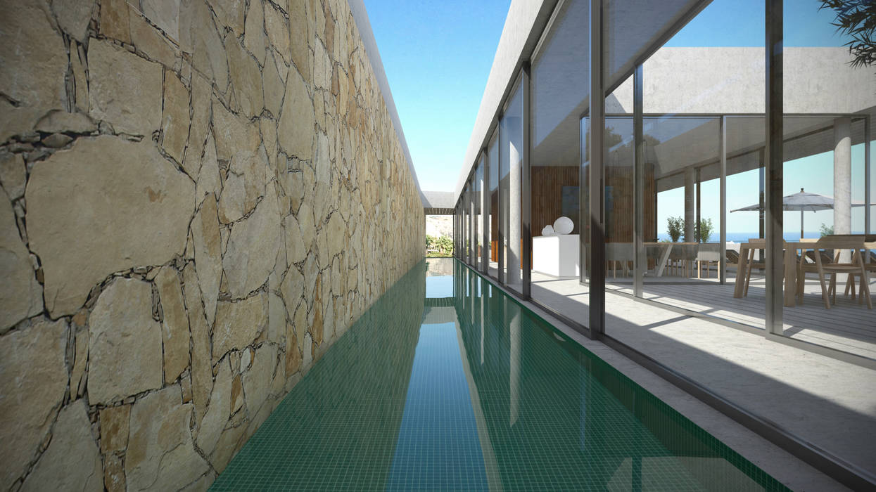 Moradia em Lagos, Areacor, Projectos e Interiores Lda Areacor, Projectos e Interiores Lda Piscinas minimalistas