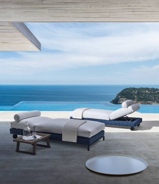 Ray Fabric Chaise Longue Campbell Watson Modern balcony, veranda & terrace Furniture