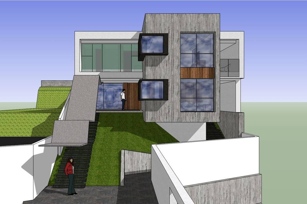 Fachada principal MARATEA estudio Casas de estilo minimalista Concreto fachada,casa,fachada de vidrio