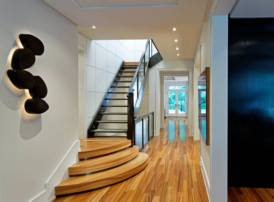 Staircase Douglas Design Studio Modern Corridor, Hallway and Staircase stair,stairs,staircase,flooring,wood,hallway,grand