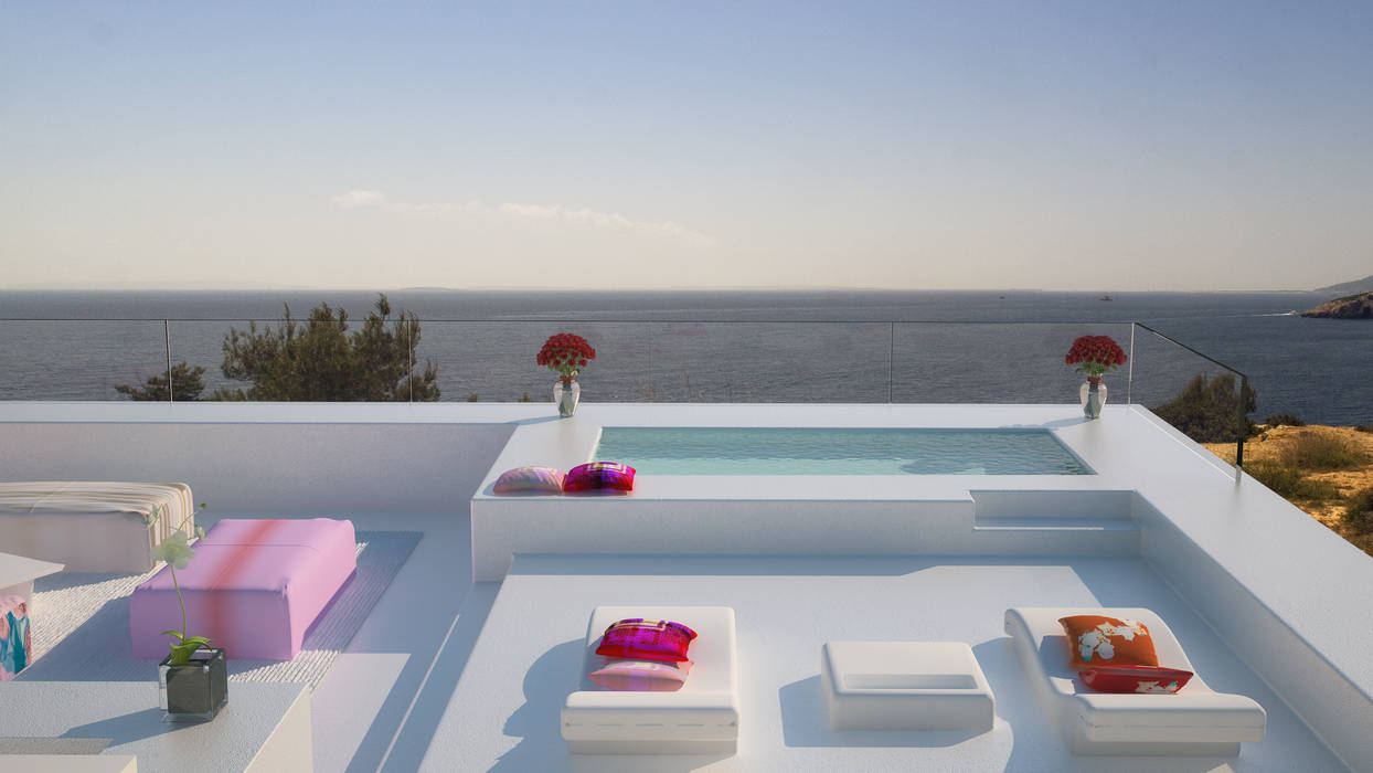 Siesta White House, Zucchero Architects Zucchero Architects Minimalistischer Balkon, Veranda & Terrasse