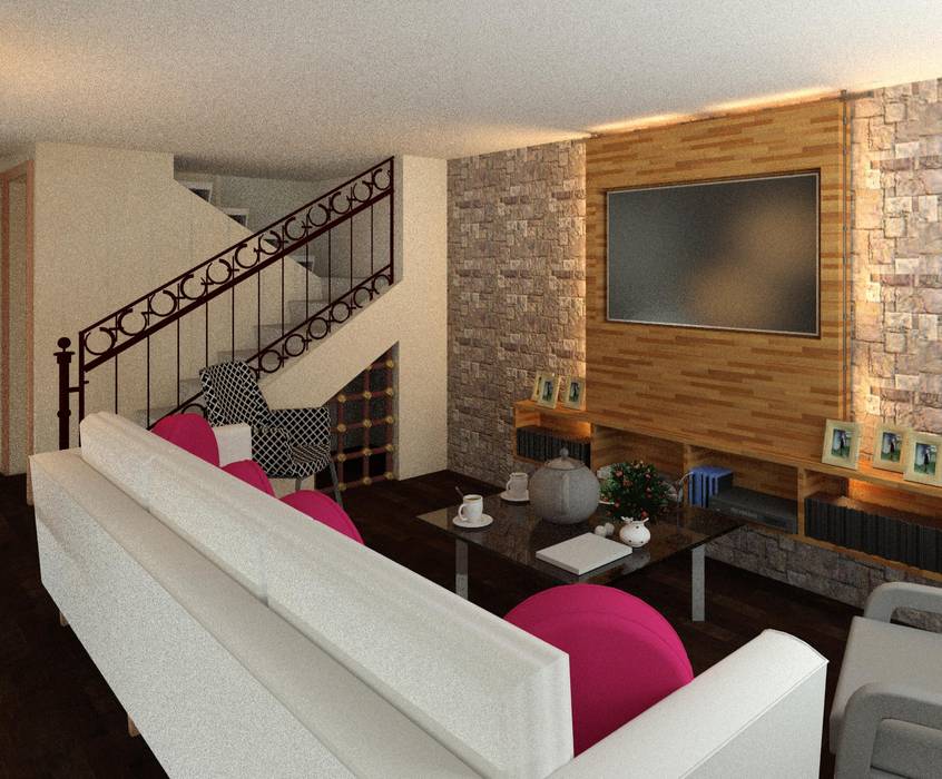 Sala de estar - Huixquilucan, Perfil Arquitectónico Perfil Arquitectónico Living room Stone Accessories & decoration