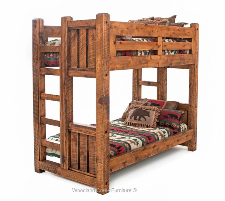 Timber Frame Wood Bunk Bed, Woodland Creek Woodland Creek Rustic style bedroom Wood Wood effect wood bunk bed,rustic bunk bed,reclaimed wood bunk,solid wood bunk bed,twin/twin bunk bed,barnwood bunk bed,solid bunk bed,wooden bunk bed,Beds & headboards