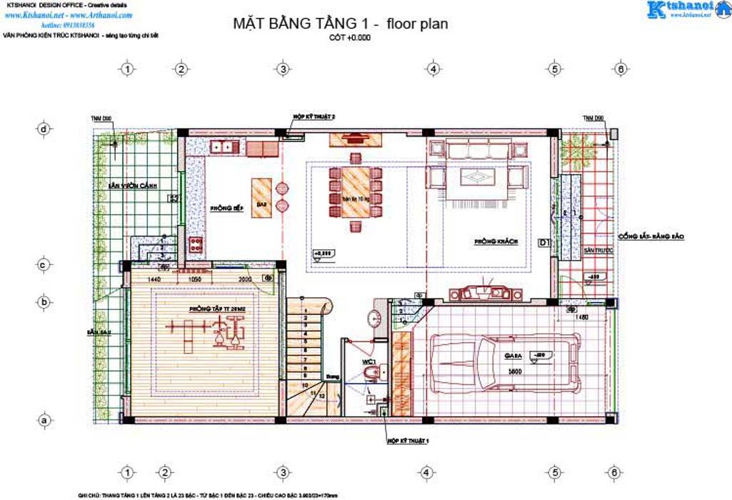 Mẫu thiết kế biệt thự 3 tầng 9x16m hiện đại, Văn phòng kiến trúc Ktshanoi Văn phòng kiến trúc Ktshanoi