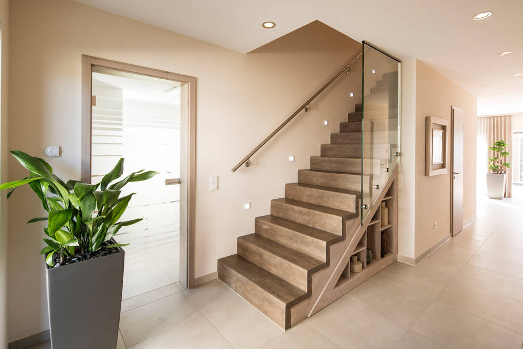 homify Modern Corridor, Hallway and Staircase