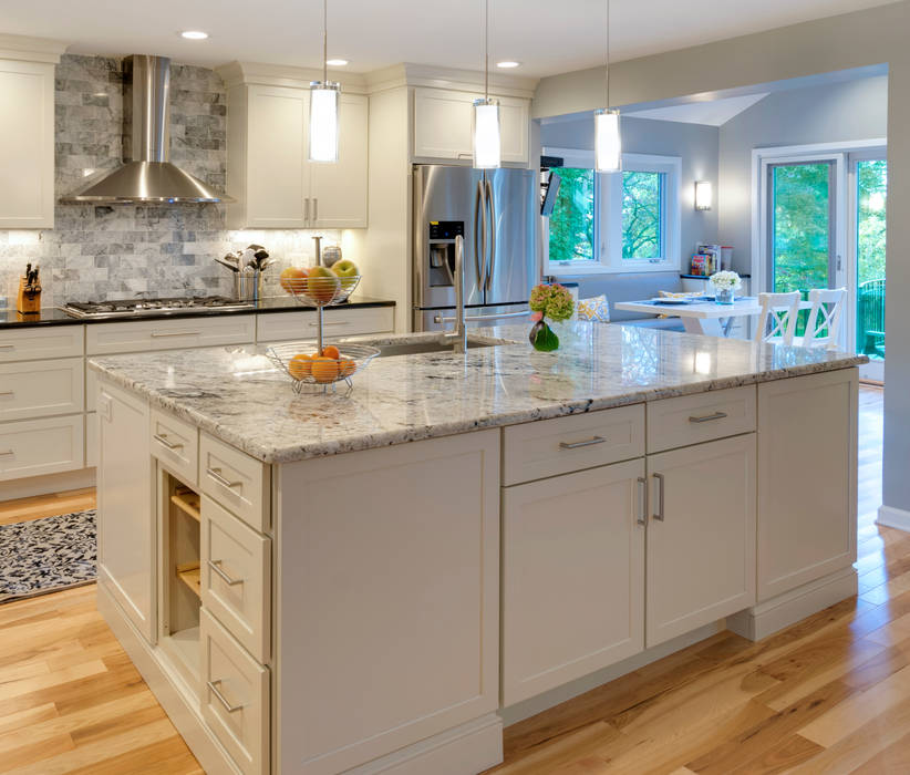 White Shaker Kitchen with Island Main Line Kitchen Design Kitchen