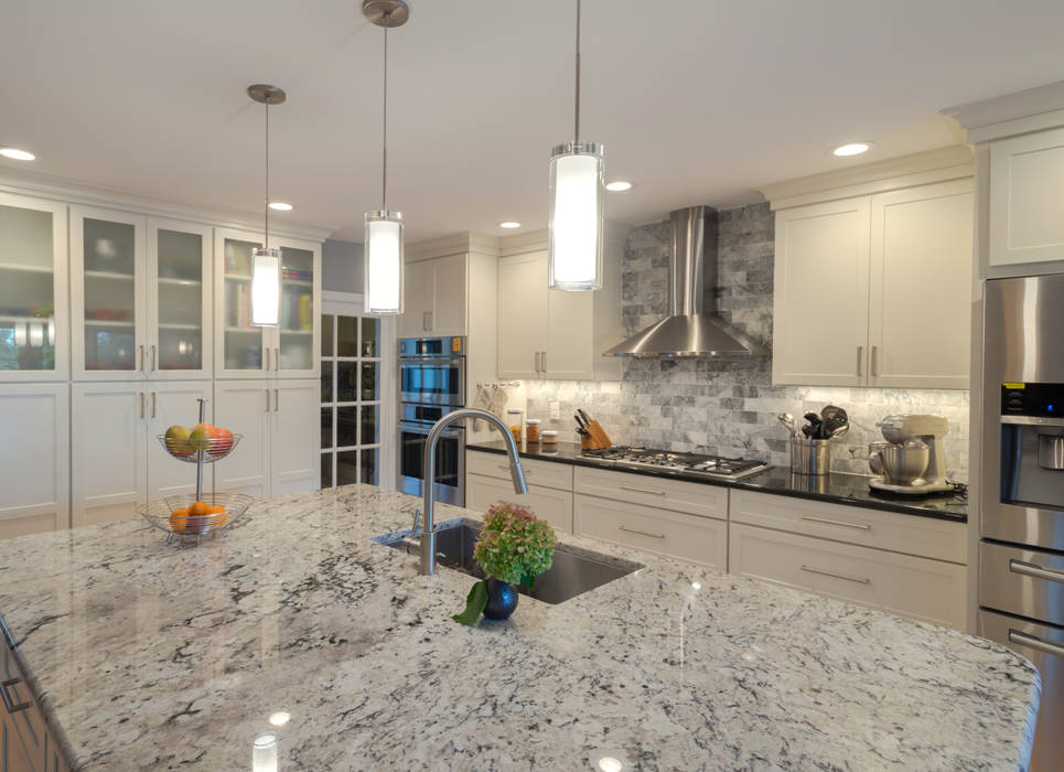 White Shaker Kitchen with Island Main Line Kitchen Design Kitchen