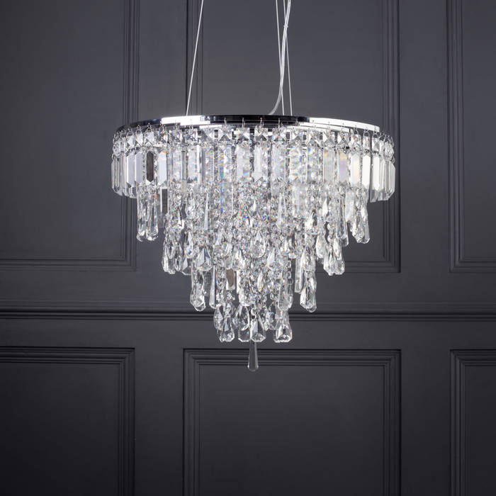 Marquis by Waterford Bresna LED 6 Light Bathroom Ceiling Pendant Chrome Litecraft Modern bathroom Litecraft,lighting,bathoom lighting,ip44 rated,led lighting,crystal fitting,crystal chandelier,contemporary light,pendant lighting,decorative light,modern pendant light,chrome finish,Lighting