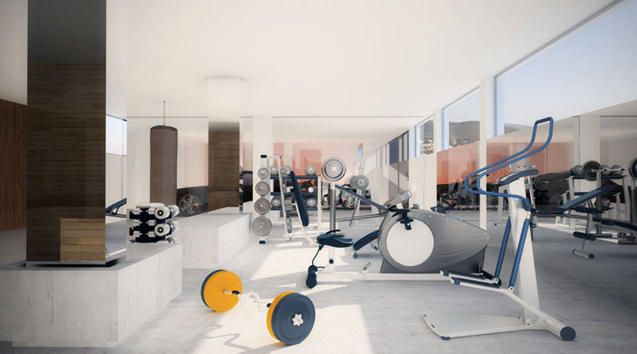 Siesta Twin House, Zucchero Architects Zucchero Architects Minimalist style gym