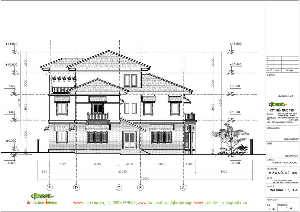 Mặt đứng Công ty TNHH Thiết kế và Ứng dụng QBEST Biệt thự