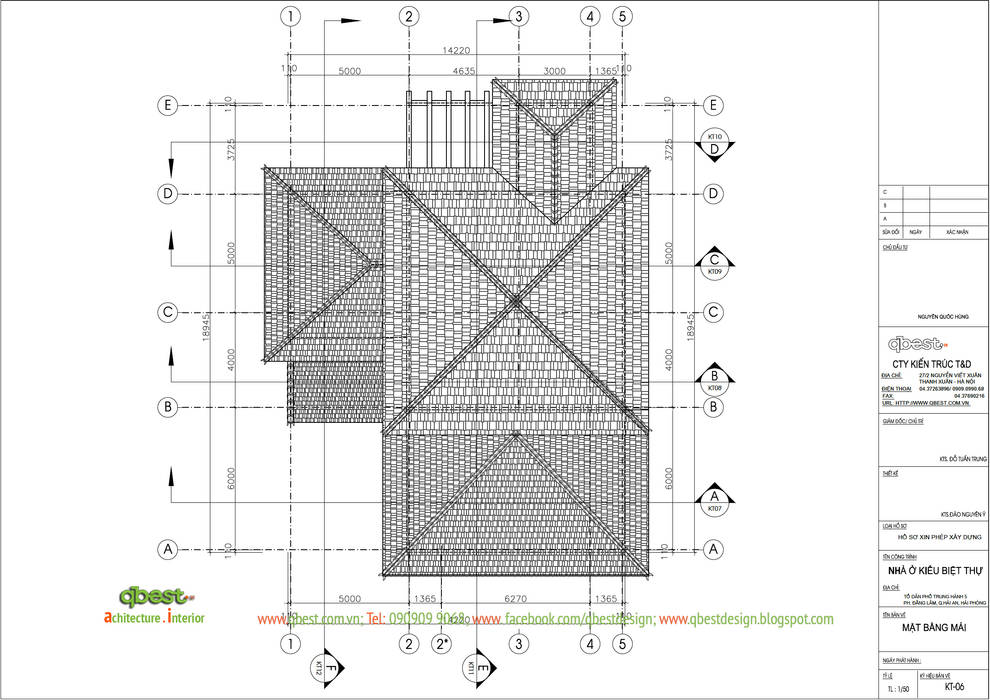 Mặt bằng mái Công ty TNHH Thiết kế và Ứng dụng QBEST Biệt thự