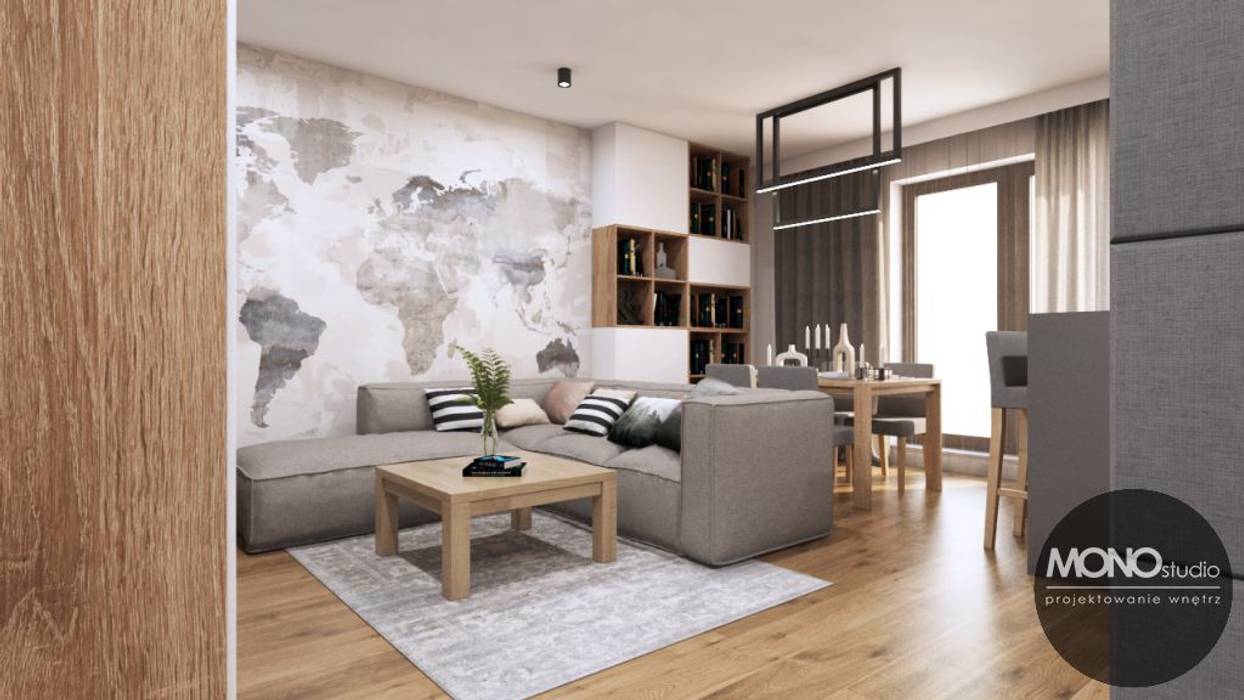 Ciepłe i jasne mieszkanie w nowoczesnym stylu, MONOstudio MONOstudio Soggiorno moderno
