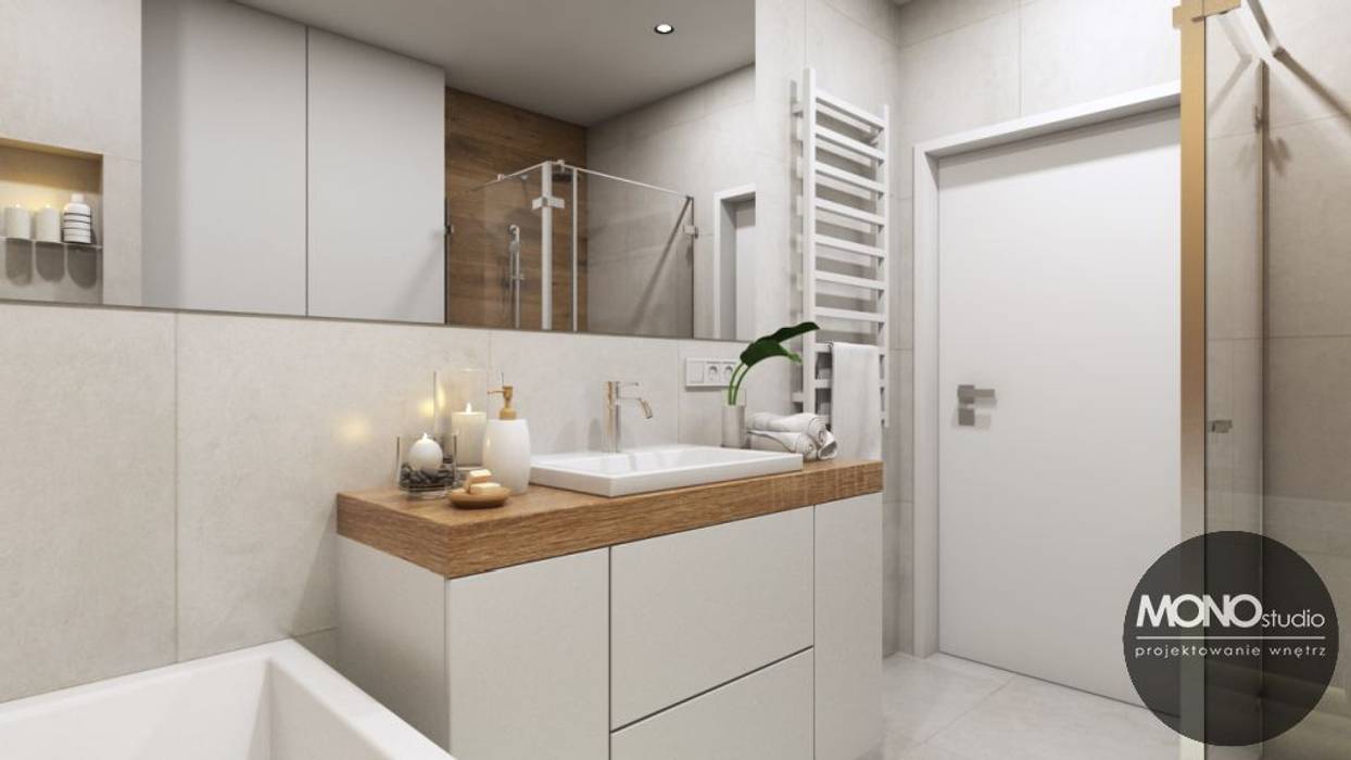 Ciepłe i jasne mieszkanie w nowoczesnym stylu, MONOstudio MONOstudio Modern bathroom
