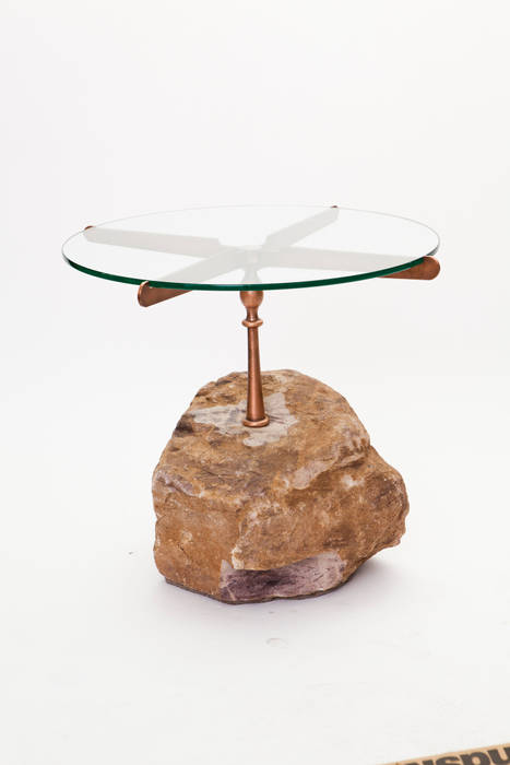 Stone side table Egg Designs CC Modern living room Stone glass,side table,stone,copper,lounge,patio,Side tables & trays