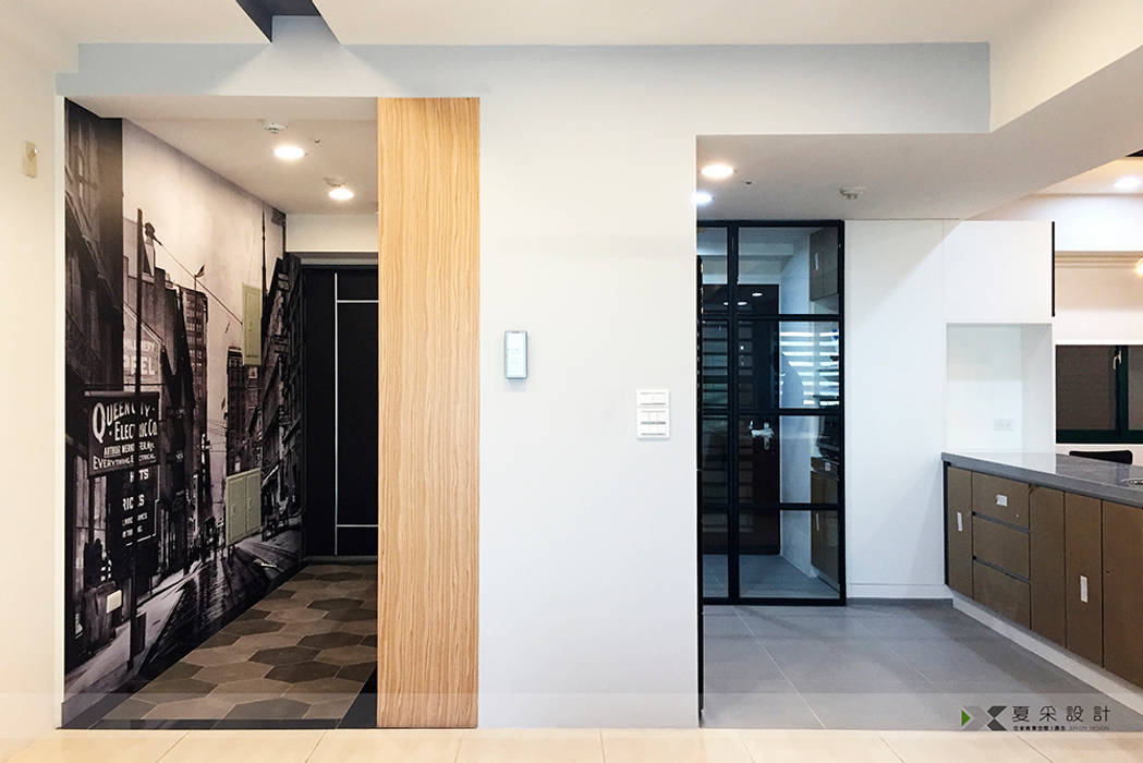 富立DC休閒會館 寬森空間設計 隨意取材風玄關、階梯與走廊 磁磚