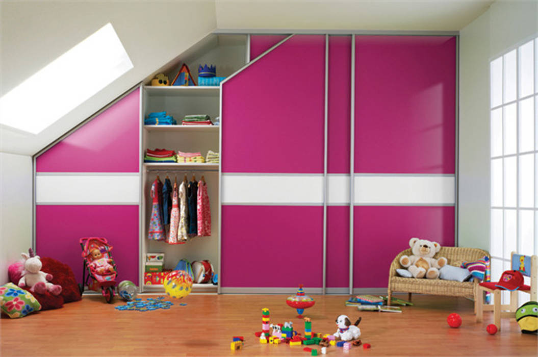 Sliding Door Fitted Wardrobe for Children's Bedroom with Sloped Ceiling Bravo London Ltd Modern style bedroom Aluminium/Zinc Wardrobes & closets