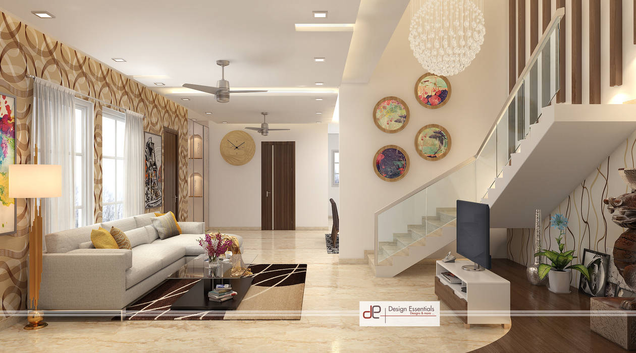 Villa at Jay Pee Greens Greater Noida , Design Essentials Design Essentials Modern corridor, hallway & stairs Plywood