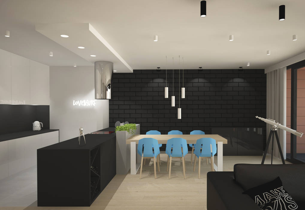 APARTAMENT Z WIDOKIEM NA RZEKĘ , meinDESIGN meinDESIGN Minimalistyczna jadalnia