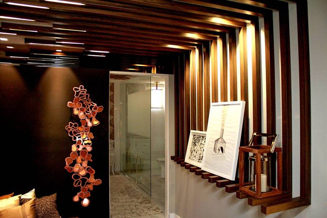 ​Hall Íntimo Casa Cor 2016, Duna Arquitetura Duna Arquitetura Couloir, entrée, escaliers modernes Bois Effet bois
