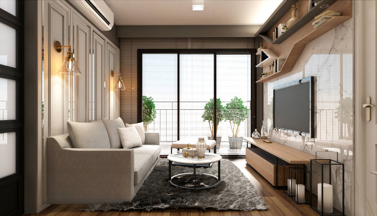 GRAND U-DELIGHT CONDOMINIUM RAMA 3, 22Augustudio 22Augustudio Living room Wood Wood effect