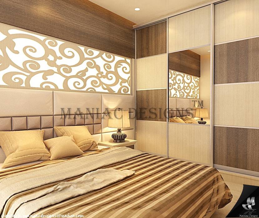 Bedroom Interior project, Maniac Designs Maniac Designs Modern style bedroom Furniture,Property,Building,Comfort,Wood,Textile,Shade,Interior design,Bed frame,Lighting