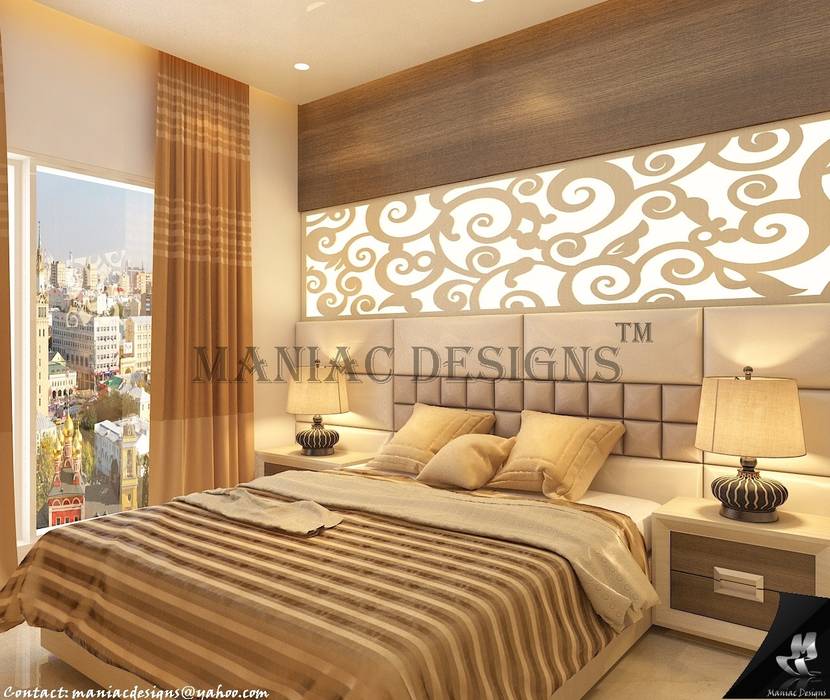 Bedroom Interior project, Maniac Designs Maniac Designs Modern style bedroom Furniture,Property,Building,Comfort,Wood,Bed frame,Shade,Textile,Interior design,Pillow