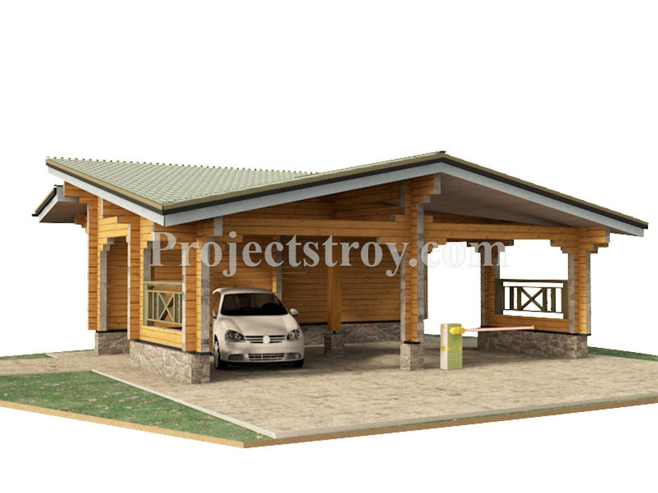 Навес для автомобилей из бруса, Projectstroy Projectstroy Scandinavian style garage/shed Wood Wood effect