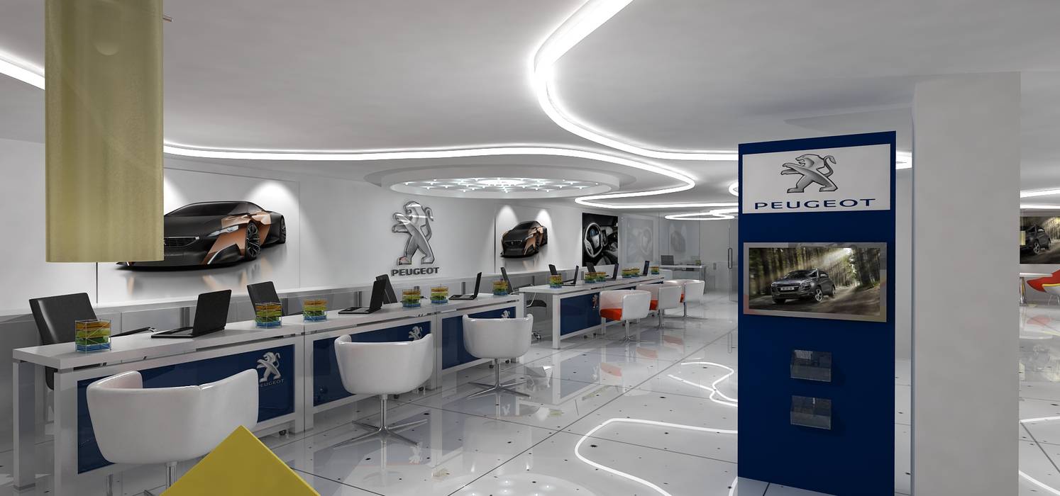 Peugeot Service station - SZR, Gurooji Designs Gurooji Designs Commercial spaces Car Dealerships