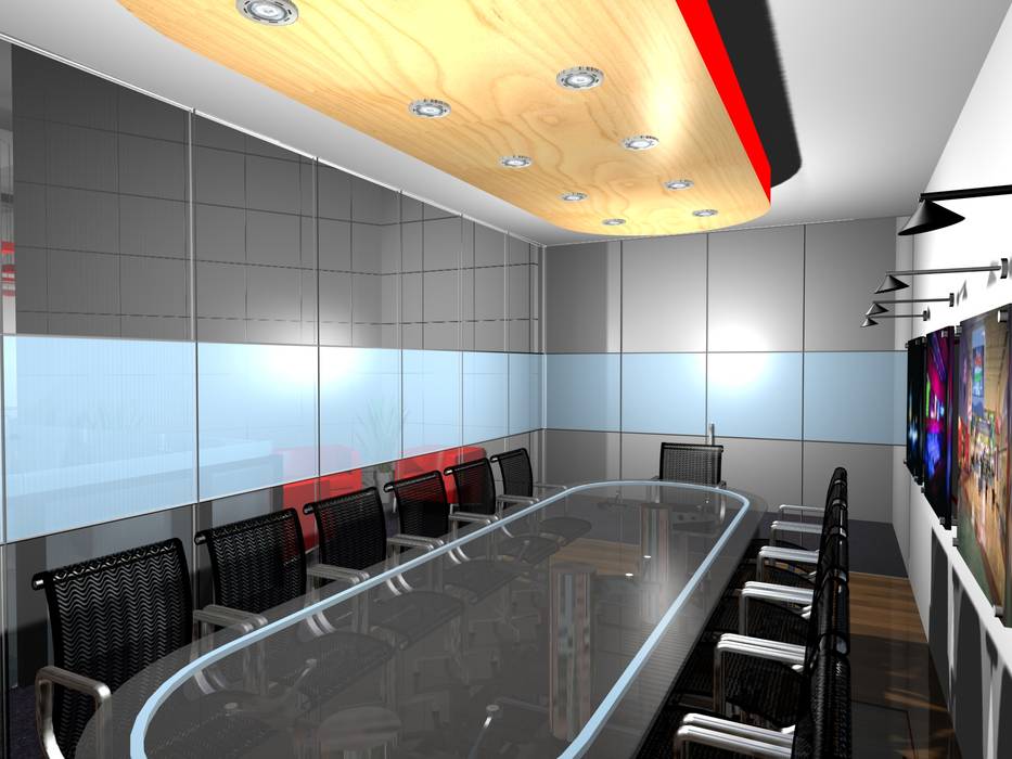 Thin Red Line - Office, Gurooji Designs Gurooji Designs Commercial spaces Offices & stores